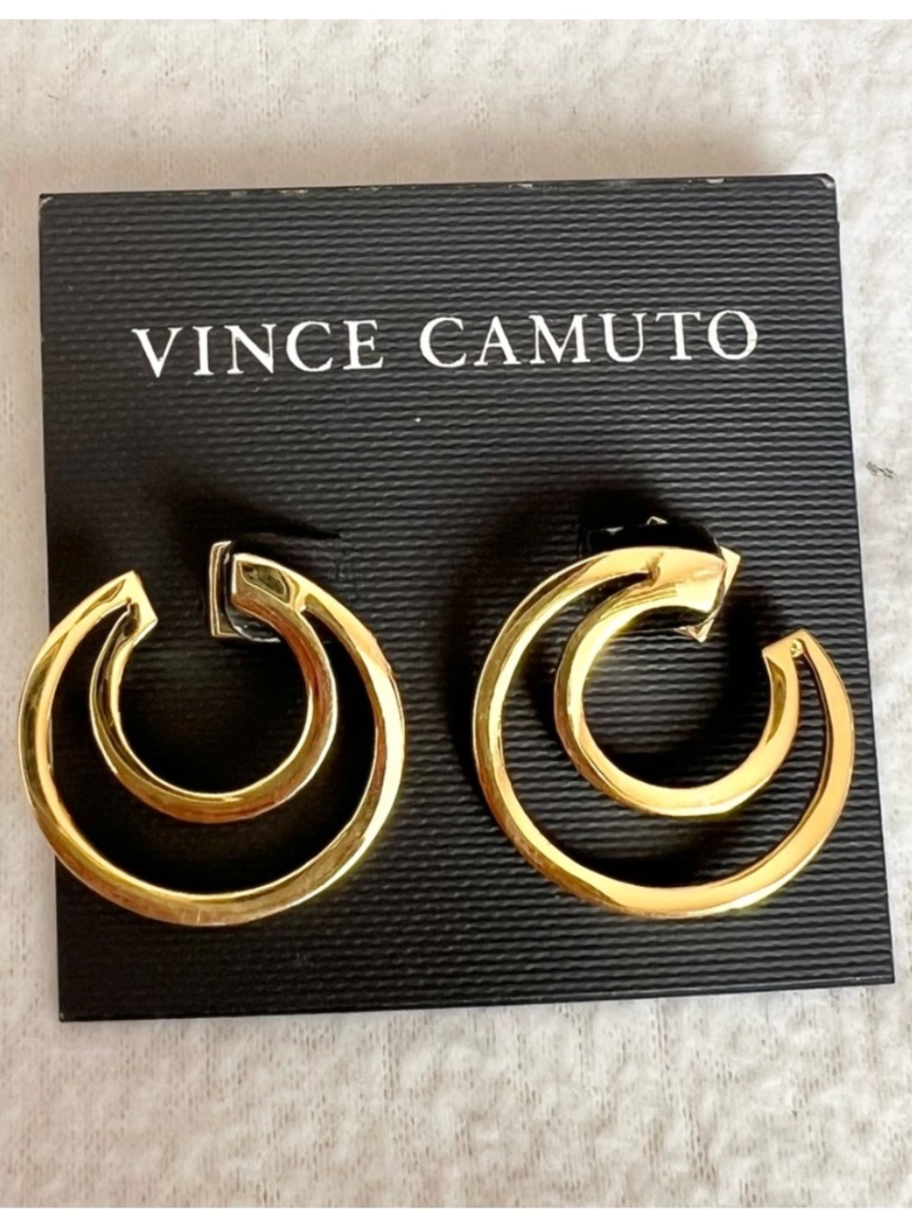 Vince Camuto Spiral Double Hoop Earrings in Gold Tone